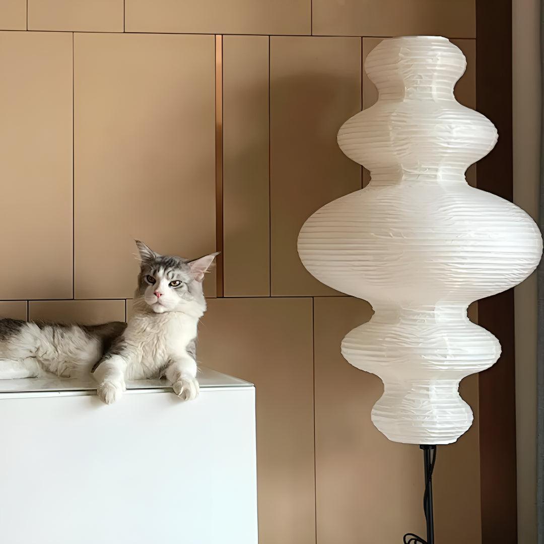 
Sculptural Paper Shade Floor Lamp Mid-Century Modern
