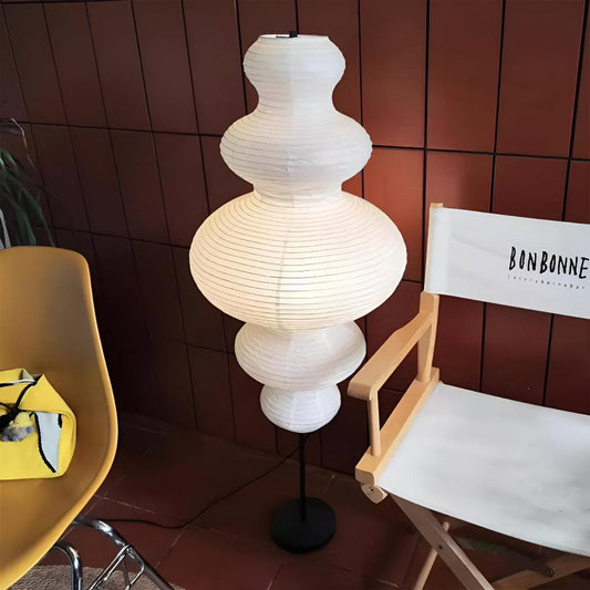 
Sculptural Paper Shade Floor Lamp Mid-Century Modern