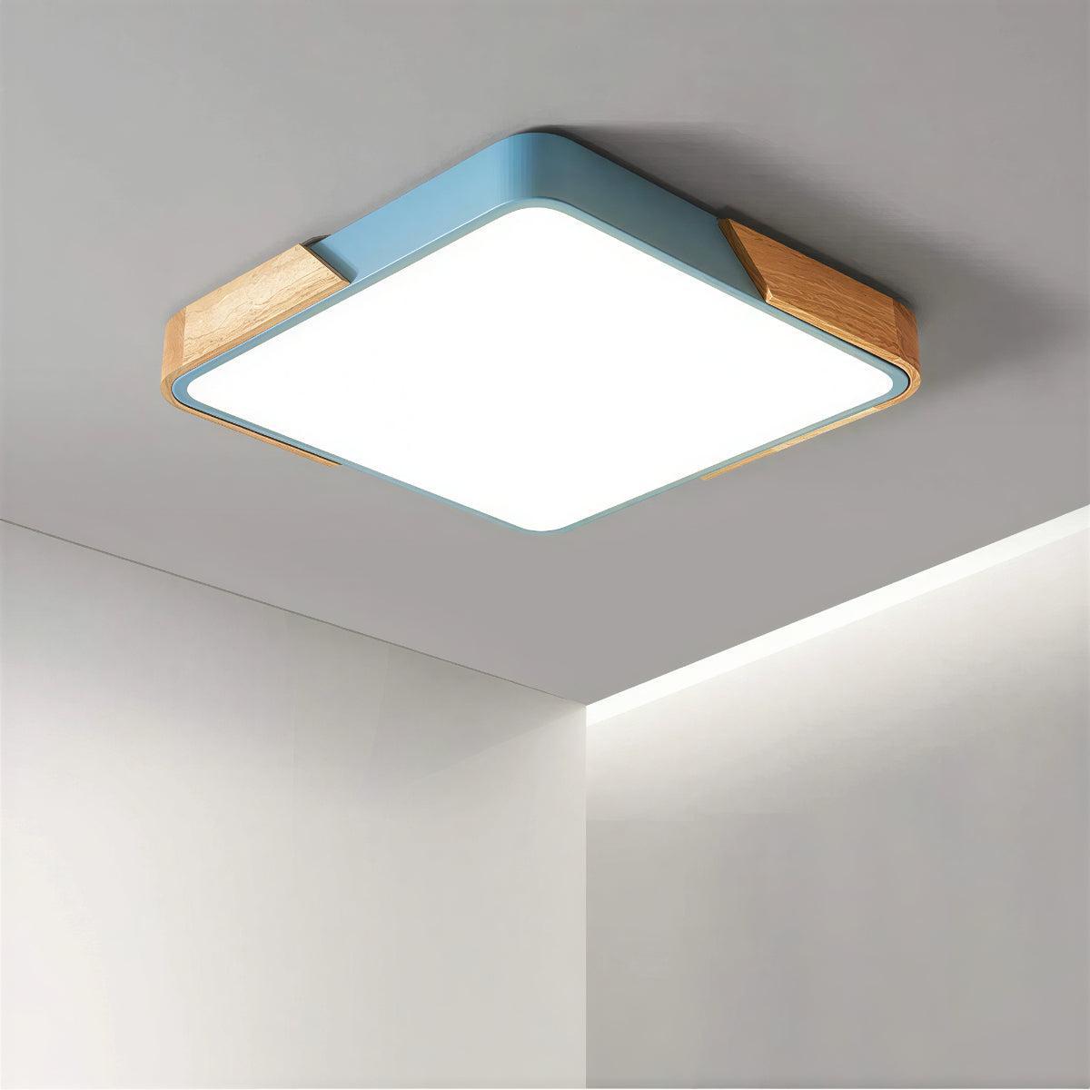 
Square Flush Mount Ceiling Light Wood-Accented Trim LED
